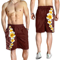Oxblood Tropical Plumeria With Galaxy Polynesian Art Shorts for Men - Polynesian Pride
