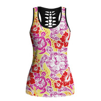 Palaka with Honu and Hibiscus Hollow Tank Top Hawaiian Heritage Spirit - Polynesian Pride