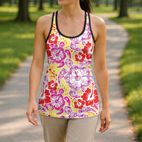 Palaka with Honu and Hibiscus Hollow Tank Top Hawaiian Heritage Spirit - Polynesian Pride