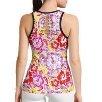 Palaka with Honu and Hibiscus Hollow Tank Top Hawaiian Heritage Spirit - Polynesian Pride