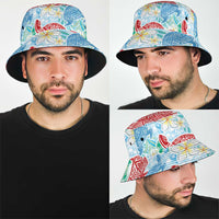 Palaka with Honu and Plumeria Bucket Hat Hawaiian Heritage Spirit - Polynesian Pride
