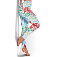 Palaka with Honu and Plumeria Leggings Hawaiian Heritage Spirit - Polynesian Pride