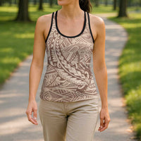 Pastel Brown Gradient Polynesia Hollow Tank Top Hawaiian Tribal Hammerhead Shark Tattoo LT14 - Polynesian Pride