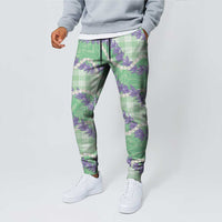 Pastel Green Hawaii Palaka Honohono Pikake Jogger Pants Hawaiian Orchid Lei Polynesian Pattern - Polynesian Pride