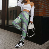 Pastel Green Hawaii Palaka Honohono Pikake Jogger Pants Hawaiian Orchid Lei Polynesian Pattern - Polynesian Pride