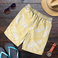 Pastel Yellow Mermaid Puakenikeni Maile Lei Shorts for Men