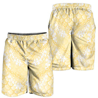 Pastel Yellow Mermaid Puakenikeni Maile Lei Shorts for Men