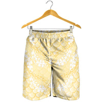 Pastel Yellow Mermaid Puakenikeni Maile Lei Shorts for Men