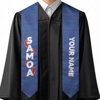Personalised Samoa Graduation Stole Blue Siapo Pattern With Ula Fala LT05 - Polynesian Pride