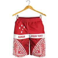 Personalised Toa Samoa Rugby Spirit Shorts for Men Red Samoan Tribal Pattern - Polynesian Pride
