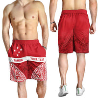 Personalised Toa Samoa Rugby Spirit Shorts for Men Red Samoan Tribal Pattern - Polynesian Pride