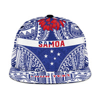 Personalised Toa Samoa Rugby Spirit Snapback Cap Blue Samoan Tribal Pattern - Polynesian Pride