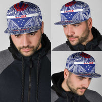 Personalised Toa Samoa Rugby Spirit Snapback Cap Blue Samoan Tribal Pattern - Polynesian Pride