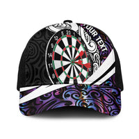 Personalized NZ Darts Mesh Trucker Cap Paua Shell Maori Koru Whakairo - Purple - Polynesian Pride