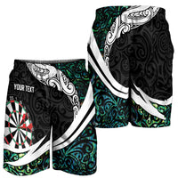 Personalized NZ Darts Shorts for Men Paua Shell Maori Koru Whakairo - Polynesian Pride