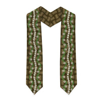 Pikake Maile Tiare Lei Graduation Stole Natural Lauhala Pattern