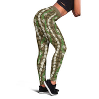 Pikake Maile Tiare Lei Leggings Natural Lauhala Pattern