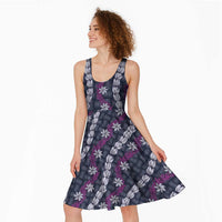 Pikake Maile Tiare Lei Midi Dress Poni Lauhala Pattern