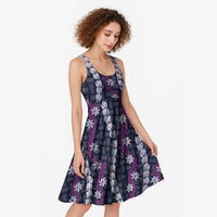 Pikake Maile Tiare Lei Midi Dress Poni Lauhala Pattern