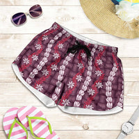 Pikake Maile Tiare Lei Shorts for Women Akala Lauhala Pattern