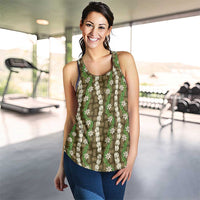 Pikake Maile Tiare Lei Women Racerback Tank Natural Lauhala Pattern