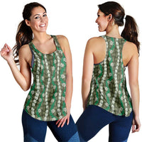 Pikake Maile Tiare Lei Women Racerback Tank Omaomao Lauhala Pattern