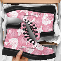 Pink Aloha Hawaii All Season Boots Monstera Hibiscus Plumeria Seamless Vibes - Polynesian Pride