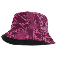 Pink Aloha Hawaii Bucket Hat Hawaiian Kakau Ohia Lehua Lei - Polynesian Pride