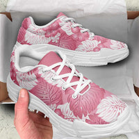 Pink Aloha Hawaii Chunky Sneakers Monstera Hibiscus Plumeria Seamless Vibes LT14 - Polynesian Pride