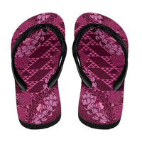 Pink Aloha Hawaii Flip Flops Hawaiian Kakau Ohia Lehua Lei - Polynesian Pride