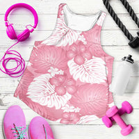 Pink Aloha Hawaii Women Racerback Tank Monstera Hibiscus Plumeria Seamless Vibes - Polynesian Pride