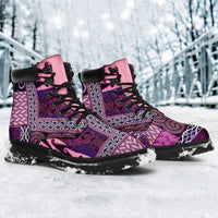 Pink Aotearoa Kowhaiwhai Pattern All Season Boots NZ Maori Quilt Style - Polynesian Pride