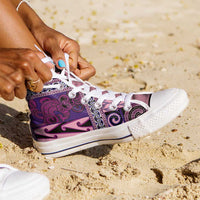 Pink Aotearoa Kowhaiwhai Pattern High Top Shoes NZ Maori Quilt Style - Polynesian Pride