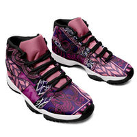Pink Aotearoa Kowhaiwhai Pattern Sneakers J11 NZ Maori Quilt Style - Polynesian Pride