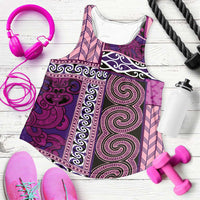 Pink Aotearoa Kowhaiwhai Pattern Women Racerback Tank NZ Maori Quilt Style - Polynesian Pride