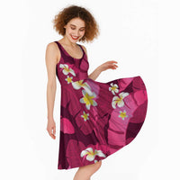 Pink Banana Leaf Hawaii Midi Dress Lau Maia Plumeria Tropical Summer Vibes