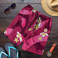Pink Banana Leaf Hawaii Shorts for Men Lau Maia Plumeria Tropical Summer Vibes