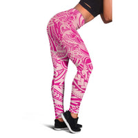 Pink Gradient Polynesia Leggings Hawaiian Tribal Hammerhead Shark Tattoo - Polynesian Pride