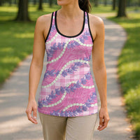 Pink Hawaii Palaka Honohono Pikake Hollow Tank Top Hawaiian Orchid Lei Polynesian Pattern LT14 - Polynesian Pride