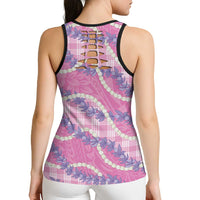 Pink Hawaii Palaka Honohono Pikake Hollow Tank Top Hawaiian Orchid Lei Polynesian Pattern LT14 - Polynesian Pride