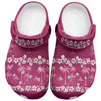 Pink Hawaii Palm Tree Hibiscus Clogs Shoes Fantasy Summer Vibe