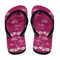 Pink Hawaii Palm Tree Hibiscus Flip Flops Fantasy Summer Vibe