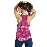 Pink Hawaii Palm Tree Hibiscus Women Racerback Tank Fantasy Summer Vibe