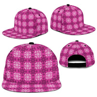 Pink Hawaiian Quilt Snapback Cap Hawaii Pineapple Monstera Palaka Motifs - Polynesian Pride