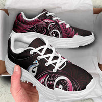 Pink New Zealand Chunky Sneakers Aotearoa Silver Fern With Manaia Maori Unique