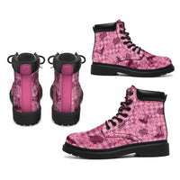 Pink Palaka Hawaii Cowboy All Season Boots Puakenikeni Lei Paniolo Papale Seamless Vibes - Polynesian Pride