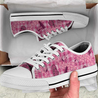 Pink Palaka Hawaii Cowboy Low Top Shoes Puakenikeni Lei Paniolo Papale Seamless Vibes - Polynesian Pride