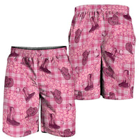 Pink Palaka Hawaii Cowboy Shorts for Men Puakenikeni Lei Paniolo Papale Seamless Vibes - Polynesian Pride