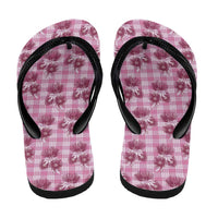 Pink Palaka Hawaii Flip Flops Hawaiian Lehua Blossoms