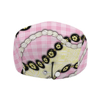 Pink Palaka Hawaii Jeff Hat Kukui Nut Pikake Lei Hawaiian Tapa Pattern - Polynesian Pride